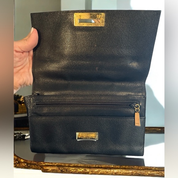 Black pebbled leather Donna Karan clutch/wallet - Picture 3 of 12